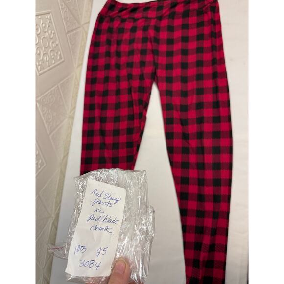 Sleep Pants lounge xl size red black check soft  36" + stretch waist 32" inseam - Picture 5 of 7